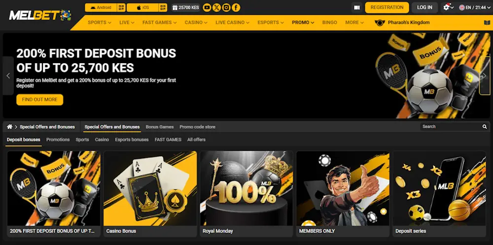 Melbet Deposit Bonuses and Welcome Bonus Screenshot